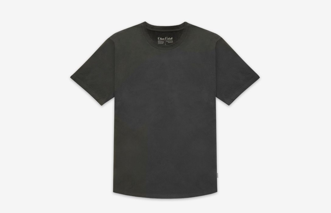 Oliver Cabell Curved Hem Tee Férfi Charcoal | HU985-85