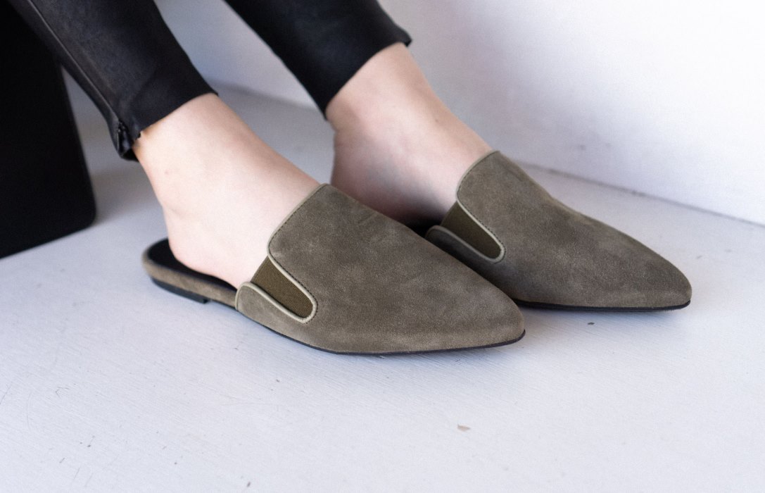 Oliver Cabell Dream Mule Flats Női Olivazöld | HU720-71