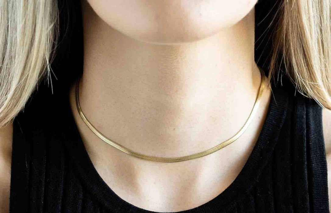 Oliver Cabell Herringbone Choker Női Arany | HU048-35