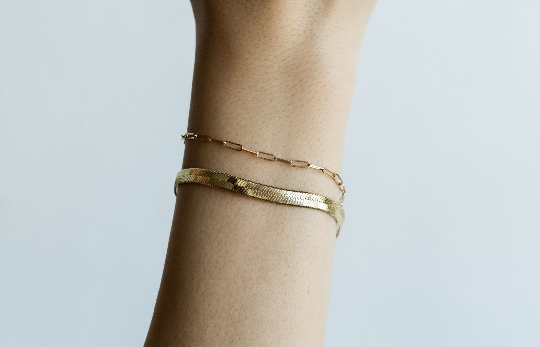 Oliver Cabell Link + Herringbone Bracelet Set Női Arany | HU345-66